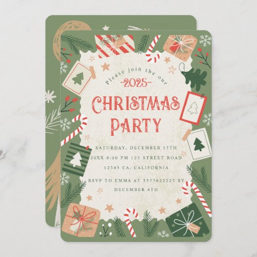 Craft Christmas Party Uitnodiging (Voorkant / Achterkant)