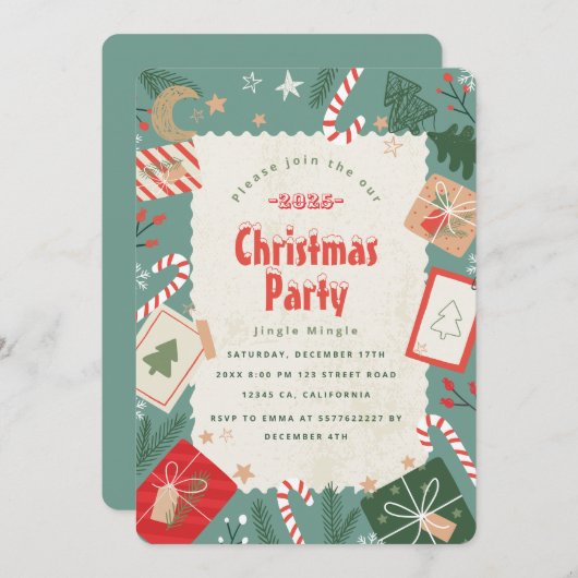 Craft Christmas Party Uitnodiging (Voorkant / Achterkant)