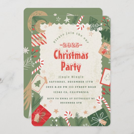 Craft Christmas Party Uitnodiging (Voorkant / Achterkant)