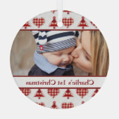 Craft Christmas Trees and Hearts Custom Photo Glas Ornament (Achterkant)