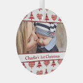 Craft Christmas Trees and Hearts Custom Photo Glas Ornament (Voorkant Rechts)