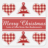 Craft Christmas Trees and Hearts Personalised Vierkante Sticker (Voorkant)