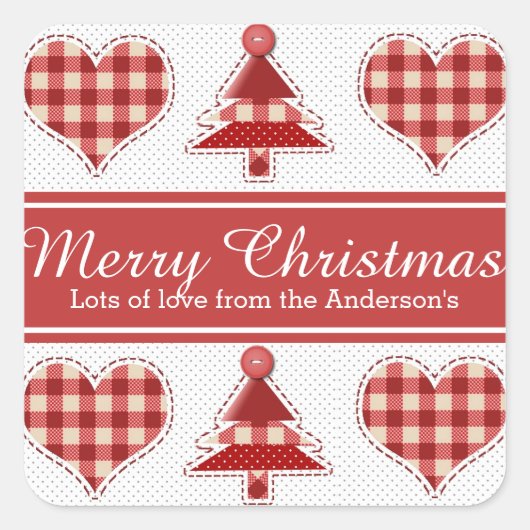 Craft Christmas Trees and Hearts Personalised Vierkante Sticker (Voorkant)