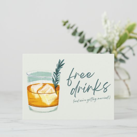 Craft Cocktail Funny Free Drinken Photo Wedding Save The Date (Staand voorkant)