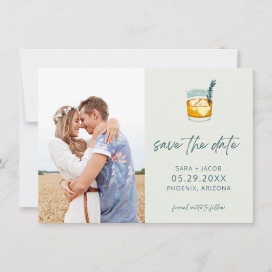 Craft Cocktail Funny Free Drinken Photo Wedding Save The Date (Achterkant)