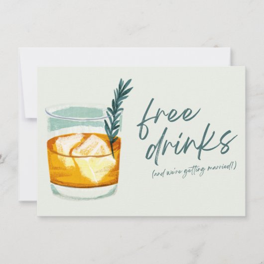 Craft Cocktail Funny Free Drinken Photo Wedding Save The Date (Voorkant)