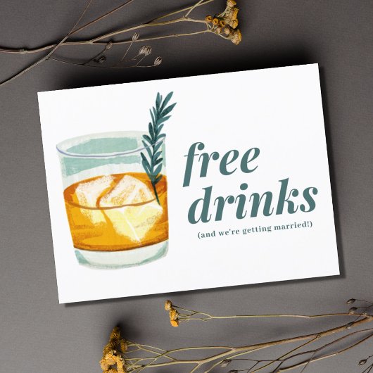 Craft Cocktail Funny Gratis Drinken Save the Date Aankondigingskaart