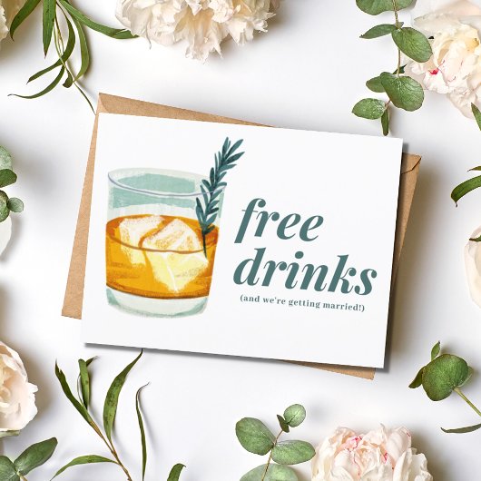 Craft Cocktail Funny Gratis Drinken Save the Date Aankondigingskaart