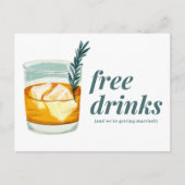 Craft Cocktail Funny Gratis Drinken Save the Date Aankondigingskaart (Voorkant)