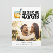 Craft Cocktail Grappige foto bruiloft Save The Date (Staand voorkant)