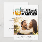 Craft Cocktail Grappige foto bruiloft Save The Date (Voorkant / Achterkant)