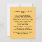 Craft Crafting Party Theme Shower Invitations Kaart (Achterkant)