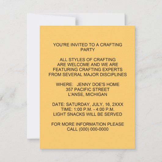 Craft Crafting Party Theme Shower Invitations Kaart (Achterkant)