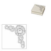 Craft deco zonnebloemenhoek rubberstempel (Gestempeld)