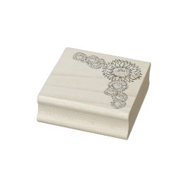 Craft deco zonnebloemenhoek rubberstempel