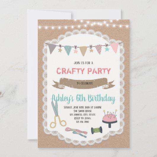 Craft fair party-uitnodiging kaart (Voorkant)