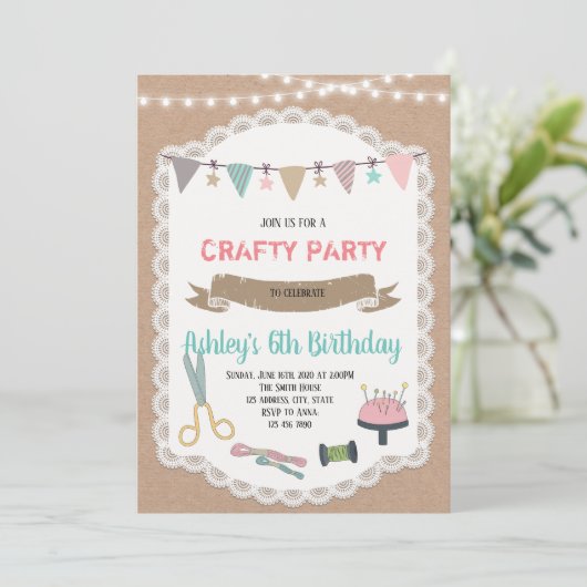 Craft fair party-uitnodiging kaart (Staand voorkant)