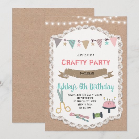 Craft fair party-uitnodiging kaart (Voorkant / Achterkant)