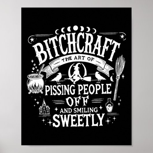 Craft Funny Witch Witchy Spooky Seizoen Gelukkig H Poster (Voorkant)