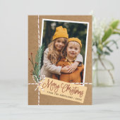 Craft Gift & Bow Merry Kerstfeestdag Foto Feestdagenkaart (Staand voorkant)