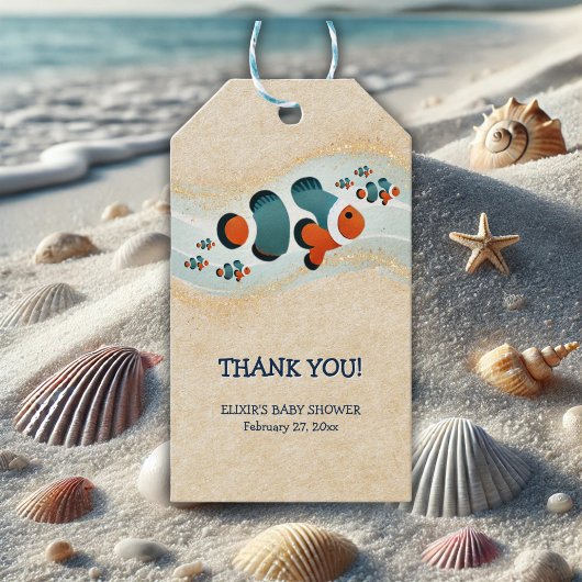 Craft Glitter Clown Fish Nemo Baby shower Cadeaulabel