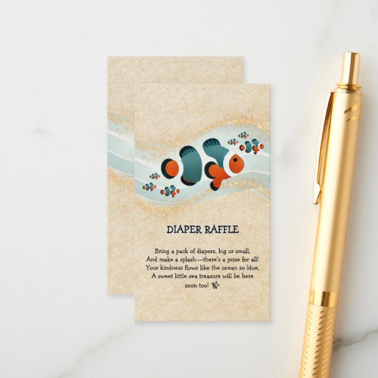 Craft Glitter Clown Fish Nemo Baby shower Informatiekaartje (Voorkant / Achterkant in situ)