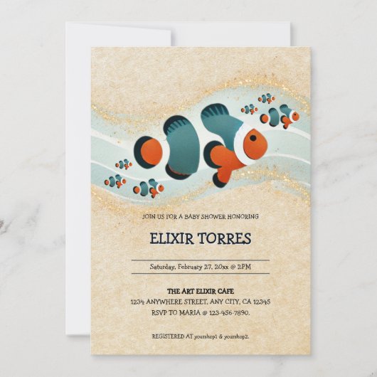 Craft Glitter Clown Fish Nemo Baby shower Kaart (Voorkant)