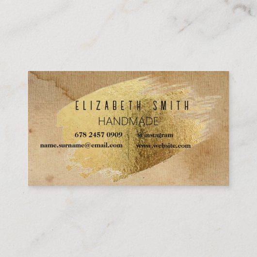 Craft Gold Texture Rustic Logo Visitekaartje (Achterkant)