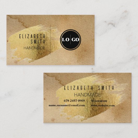 Craft Gold Texture Rustic Logo Visitekaartje (Voorkant / Achterkant)