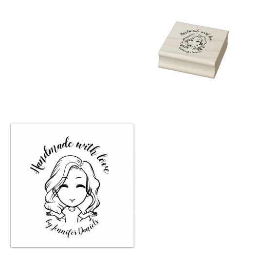Craft Handgemaakt met liefde, genoemd persoonlijk  Rubberstempel (Gestempeld)