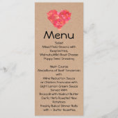 Craft Hearts Skinny Wedding Table Menu (Voorkant)