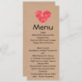 Craft Hearts Skinny Wedding Table Menu (Voorkant / Achterkant)
