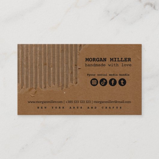 Craft karton gescheurd papier visitekaartje (Voorkant)