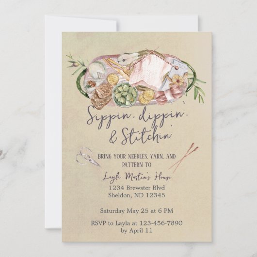 Craft Night Knitparty Kaart (Voorkant)