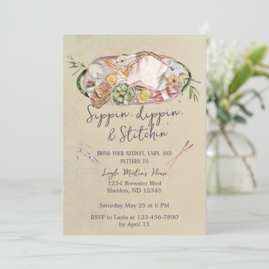 Craft Night Knitparty Kaart (Staand voorkant)