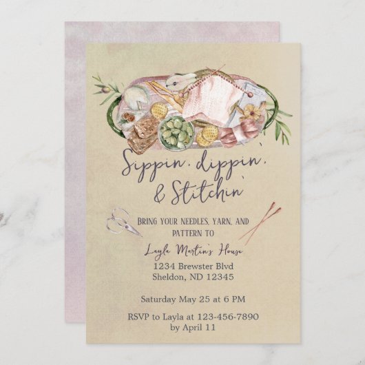 Craft Night Knitparty Kaart (Voorkant / Achterkant)