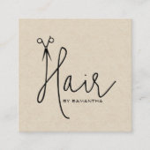 Craft Paper HairScript Typografie Vierkante Visitekaartje (Voorkant)