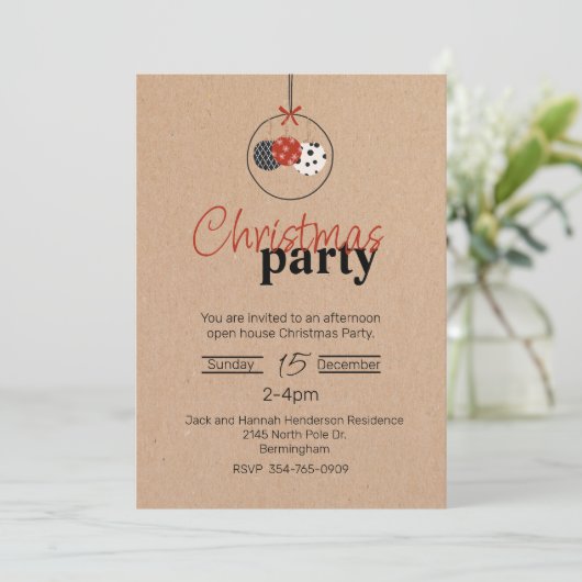 Craft Paper: kerstfeestelijke uitnodiging (Staand voorkant)