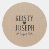 Craft Paper Monogram Weddenschap Sticker (Voorkant)