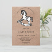 Craft Paper Rocking Horse Baby Shower Invitation Kaart (Staand voorkant)