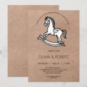 Craft Paper Rocking Horse Baby Shower Invitation Kaart (Voorkant / Achterkant)