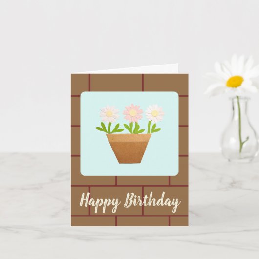 Craft Punch Daisies and House Bricks Birthday Card Kaart (Kleine Plant)