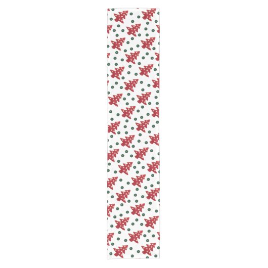 Craft Red Christmas Trees and Buttons Pattern Korte Tafelloper (Voorkant)