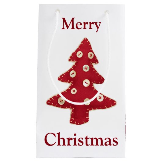 Craft Red kerstbomen Button Baubles Klein Cadeauzakje (Voorkant)