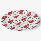 Craft Red kerstbomen Button Baubles Papieren Bordje (Gekanteld)