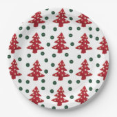 Craft Red kerstbomen Button Baubles Papieren Bordje (Voorkant)