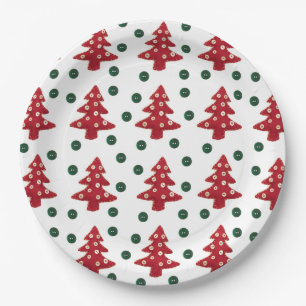Craft Red kerstbomen Button Baubles Papieren Bordje