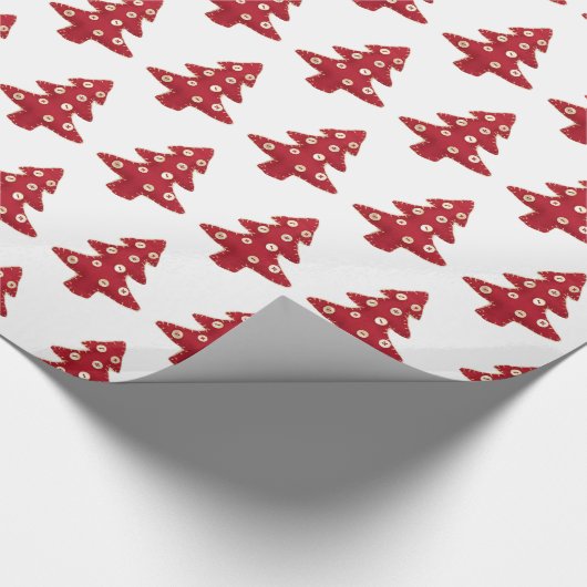 Craft Red kerstboom Button Baubles Pattern Cadeaupapier (Hoek)