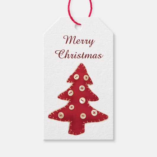 Craft Red kerstboom met Button Baubles Cadeaulabel (Voorkant)