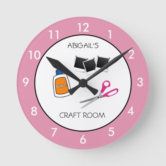 Craft Room Speciaal roze Ronde Klok (Voorkant)
